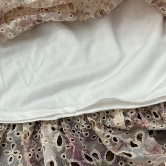 Solitaire Floral Pastel Maxi Dress Embroidered Eyelet Lace Romantic Boho Size M - Picture 7 of 8